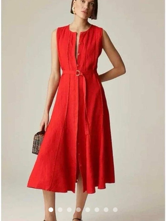 J. Crew Dresses & Skirts - J. Crew Red Sleeveless Ring-Belt Midi Dress